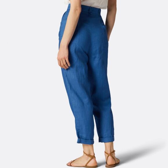 Joie Gia 100% Linen Button Fly High Waist Pants Blue Quartz Women’s 8 Lagenlook - Picture 3 of 13